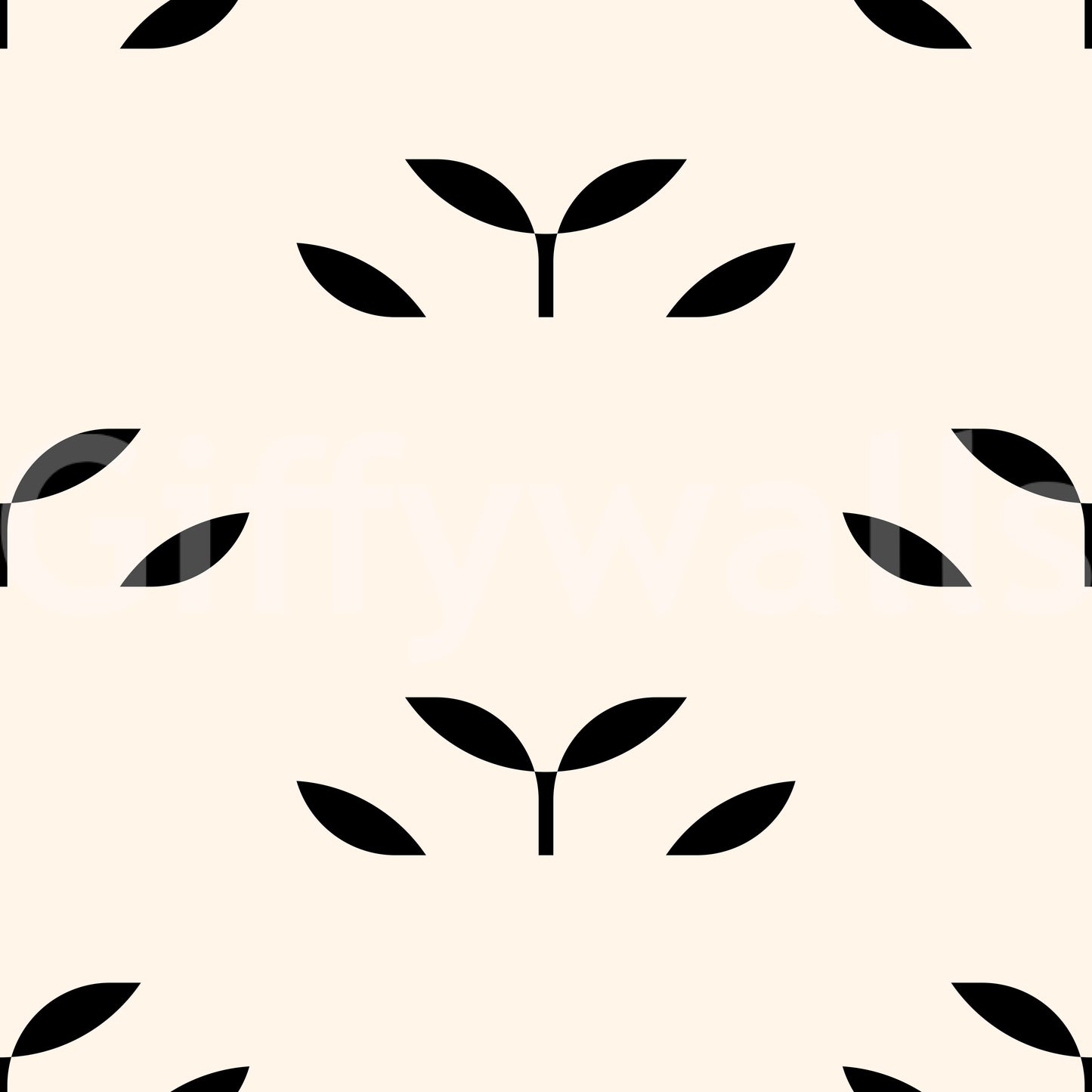 Minimalist Black Leaf Motif Wallpaper⁠