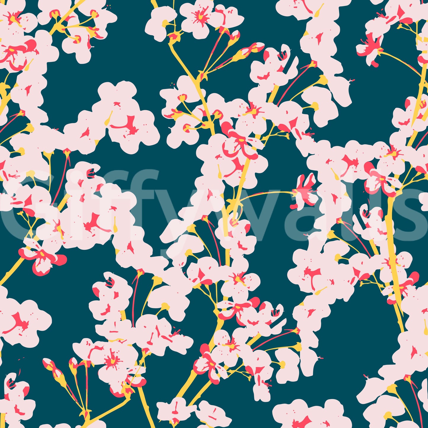 Midnight Cherry Blossom Trails Wallpaper⁠