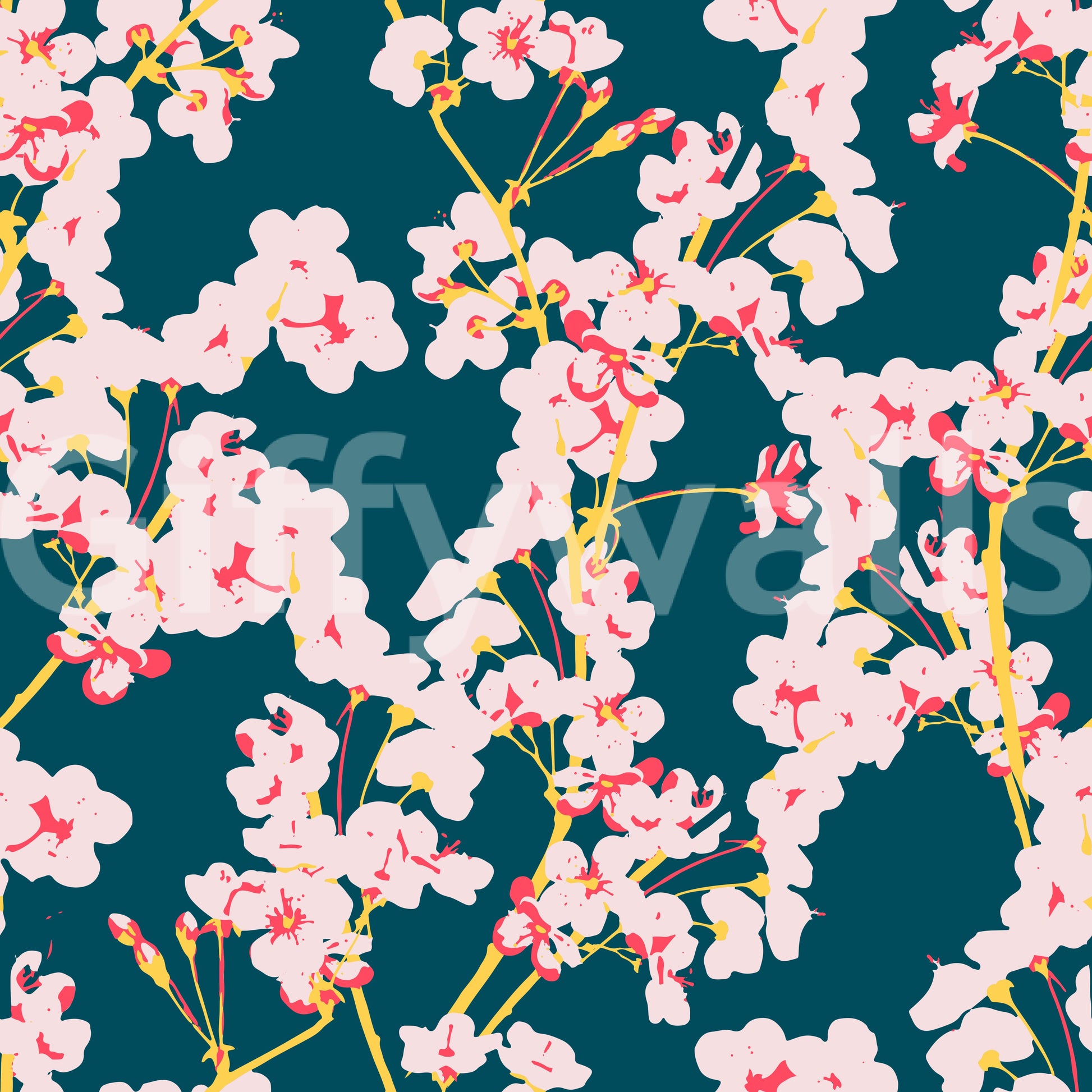 Midnight Cherry Blossom Trails Wallpaper⁠