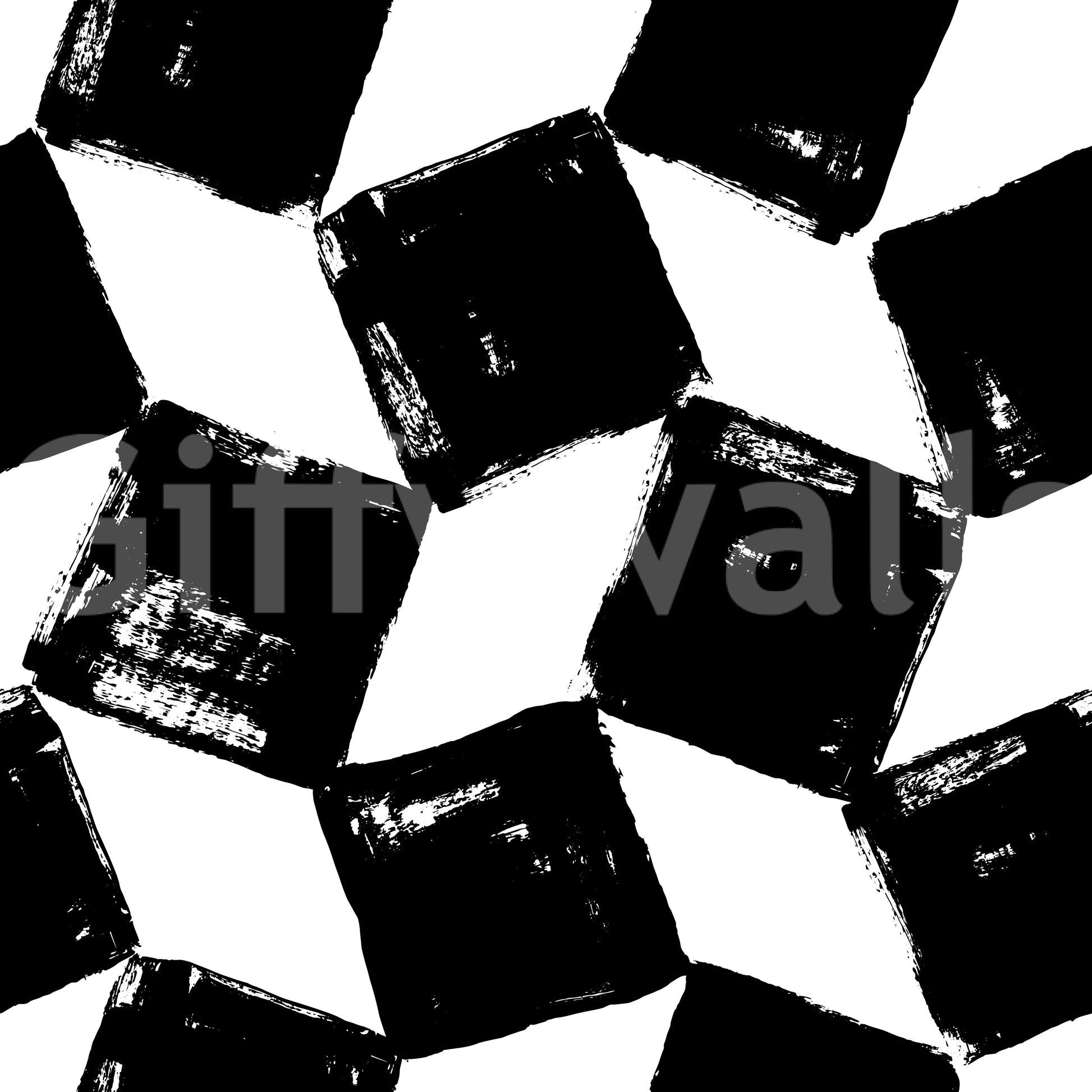 Monochrome Square Brushwork Wallpaper⁠