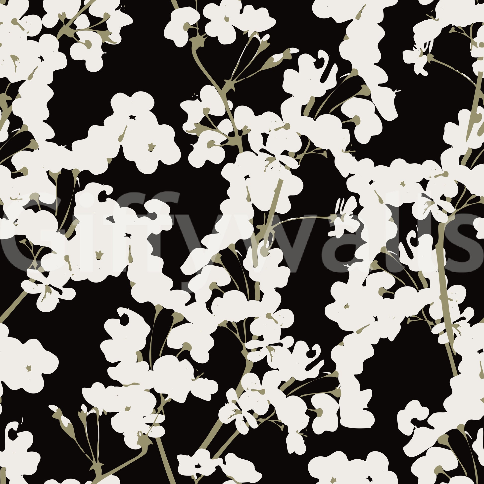 Abstract Cream Branch Pattern Wallpaper⁠