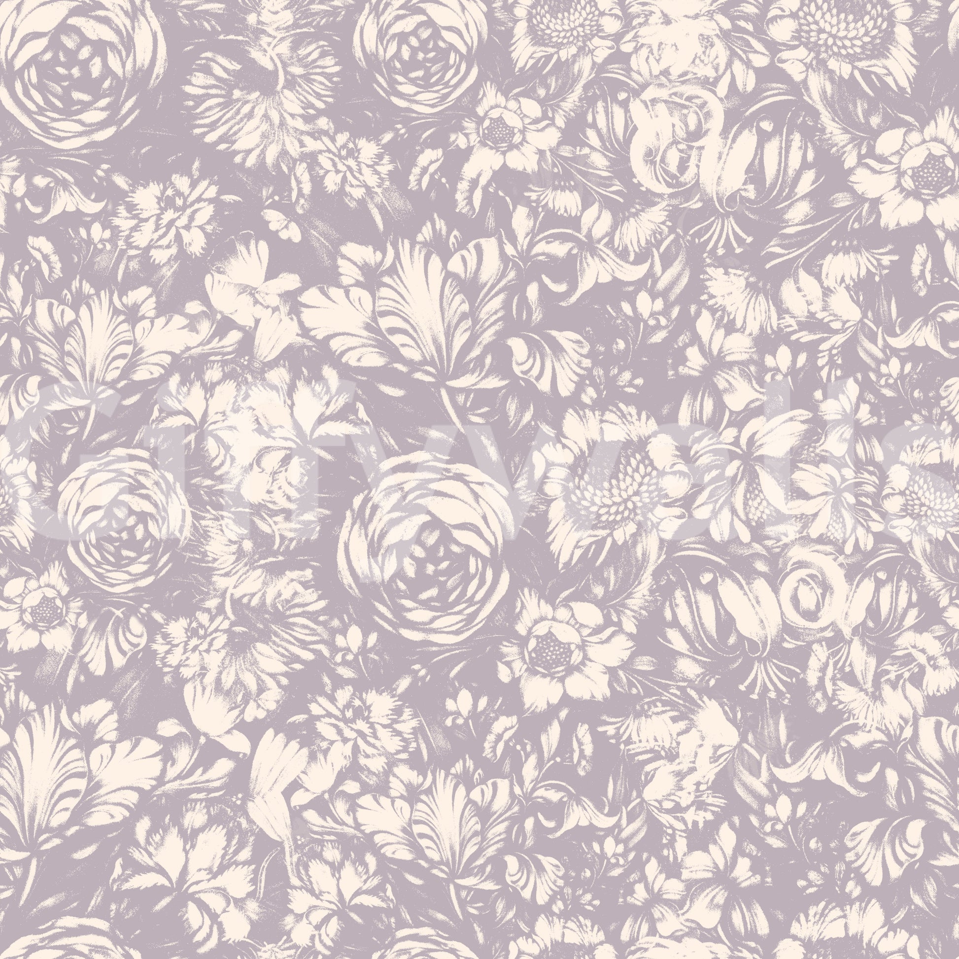 Monochrome Floral Engraving Wallpaper⁠