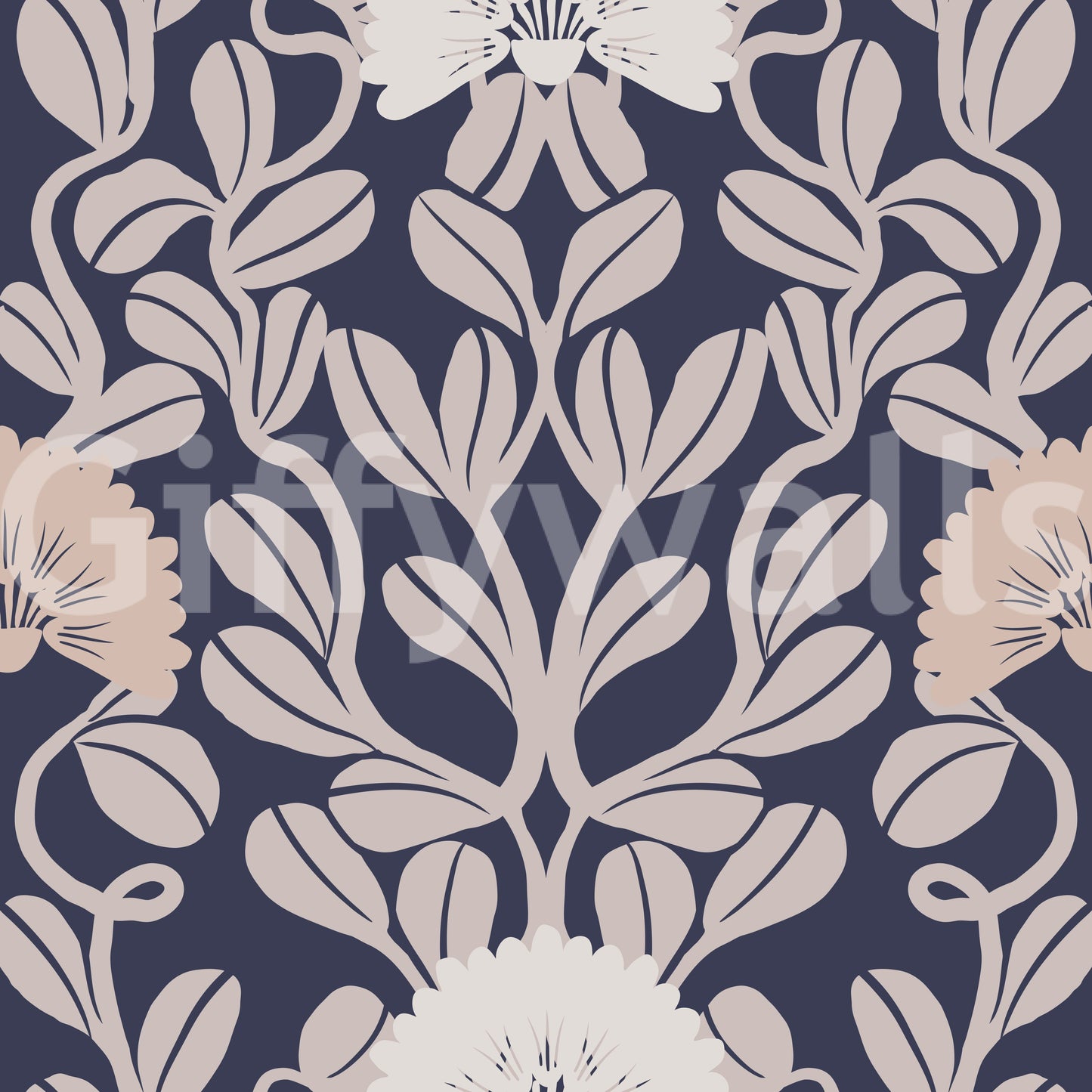 Midnight Flora Damask Wallpaper⁠