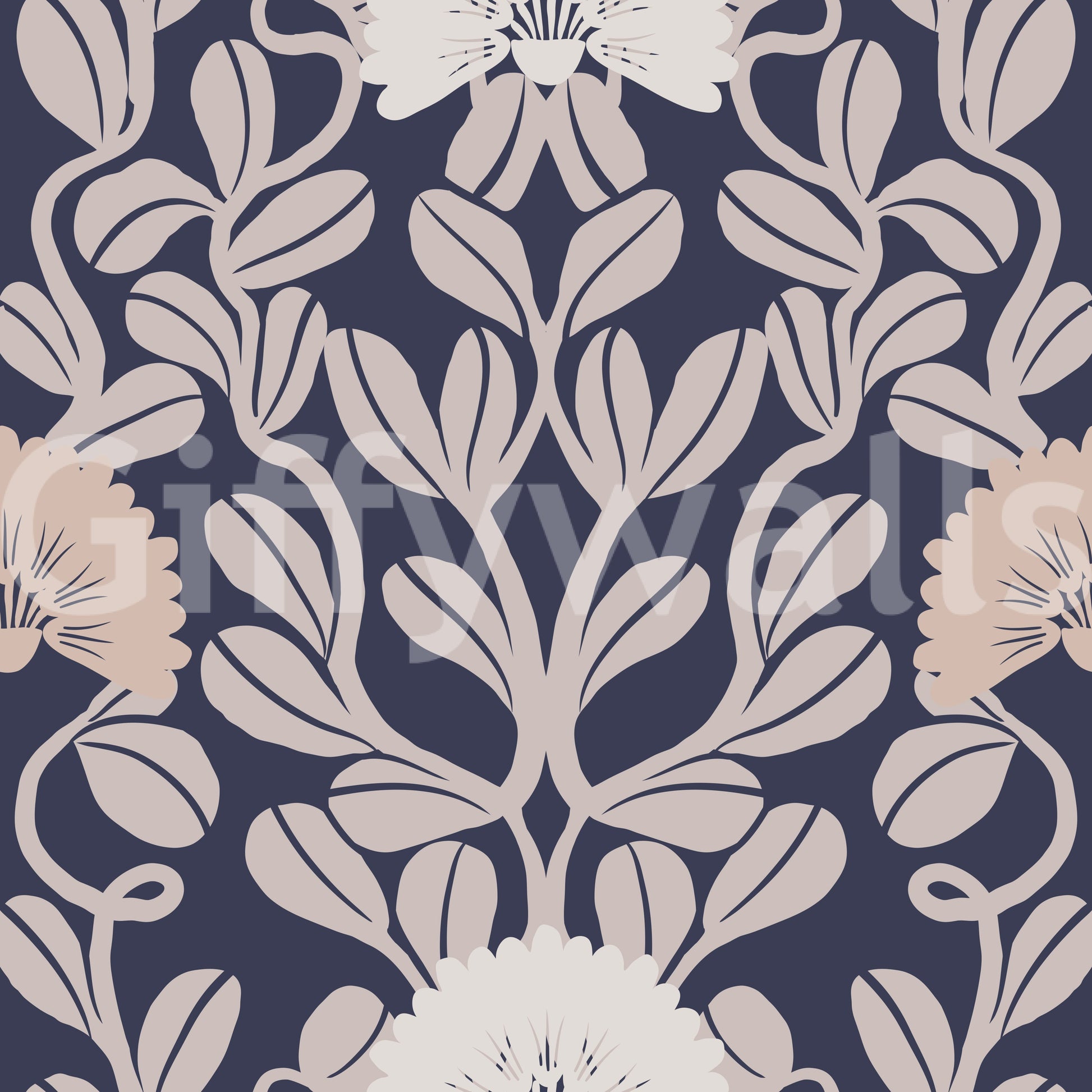 Midnight Flora Damask Wallpaper⁠