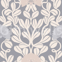 Grey and Cream Damask Floral Wallpaper⁠