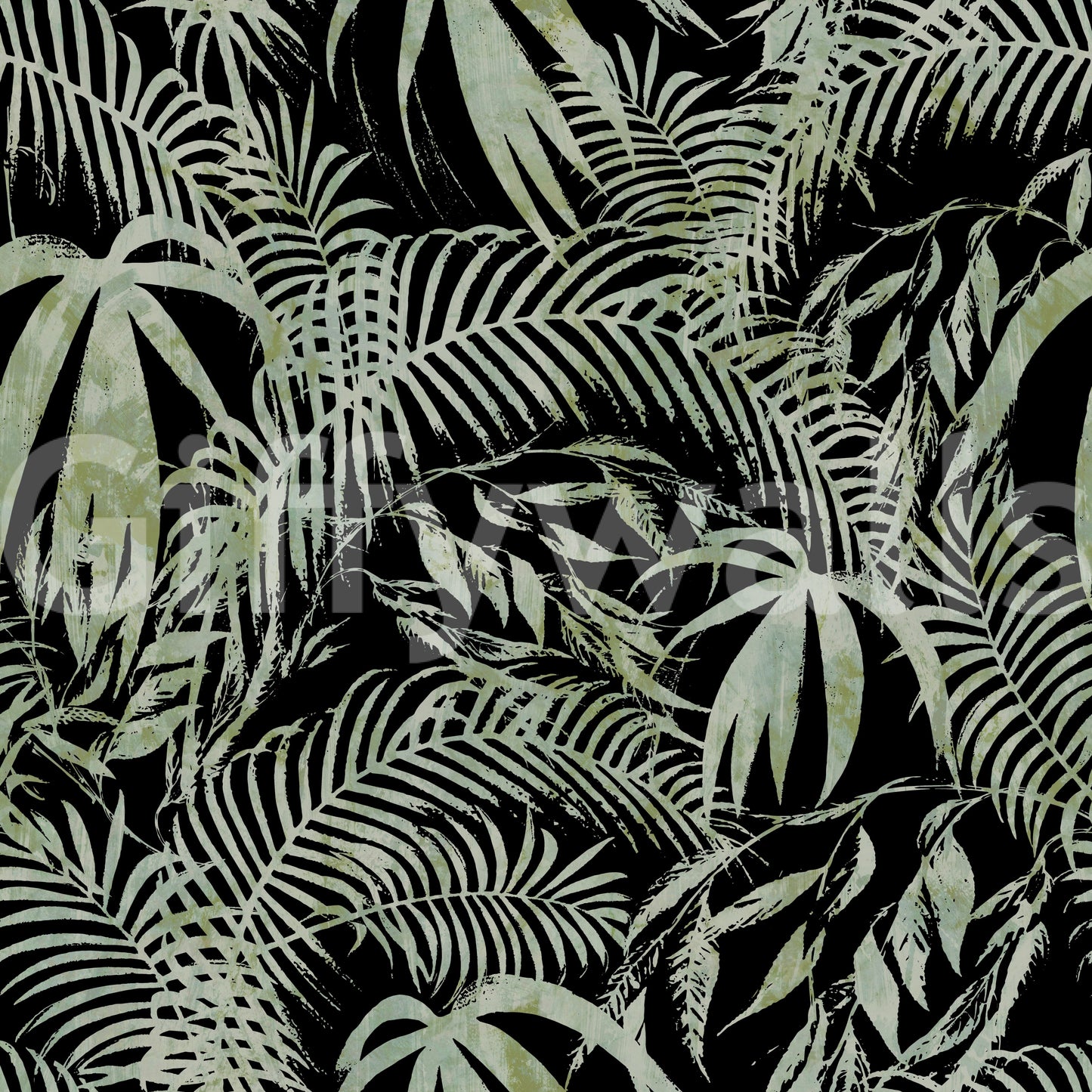 Verdant Jungle Brushstroke Art Wallpaper⁠
