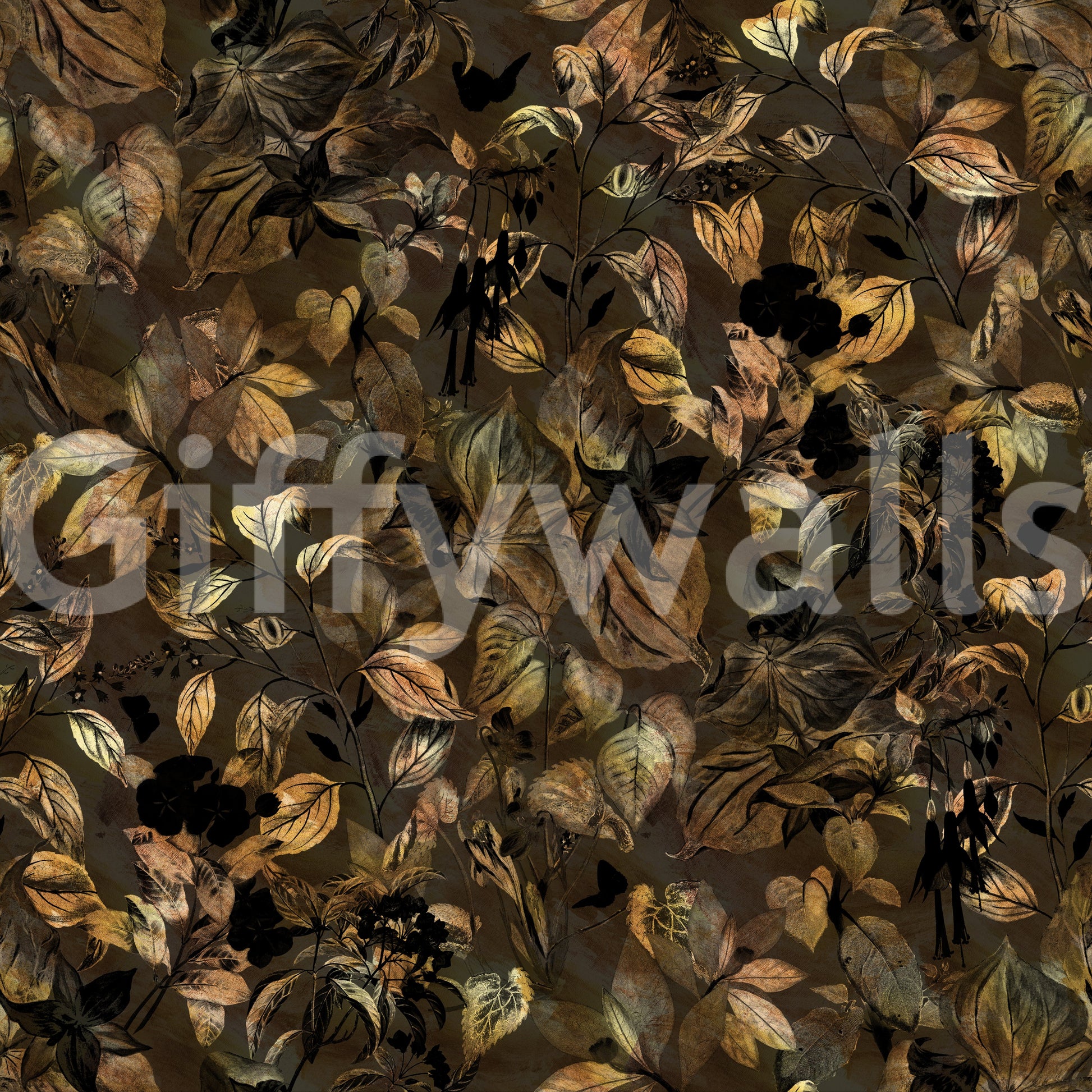 Midnight Botanical Foliage Wallpaper⁠