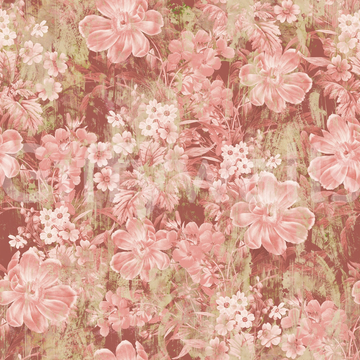 Rustic Terracotta Floral Bloom Wallpaper⁠