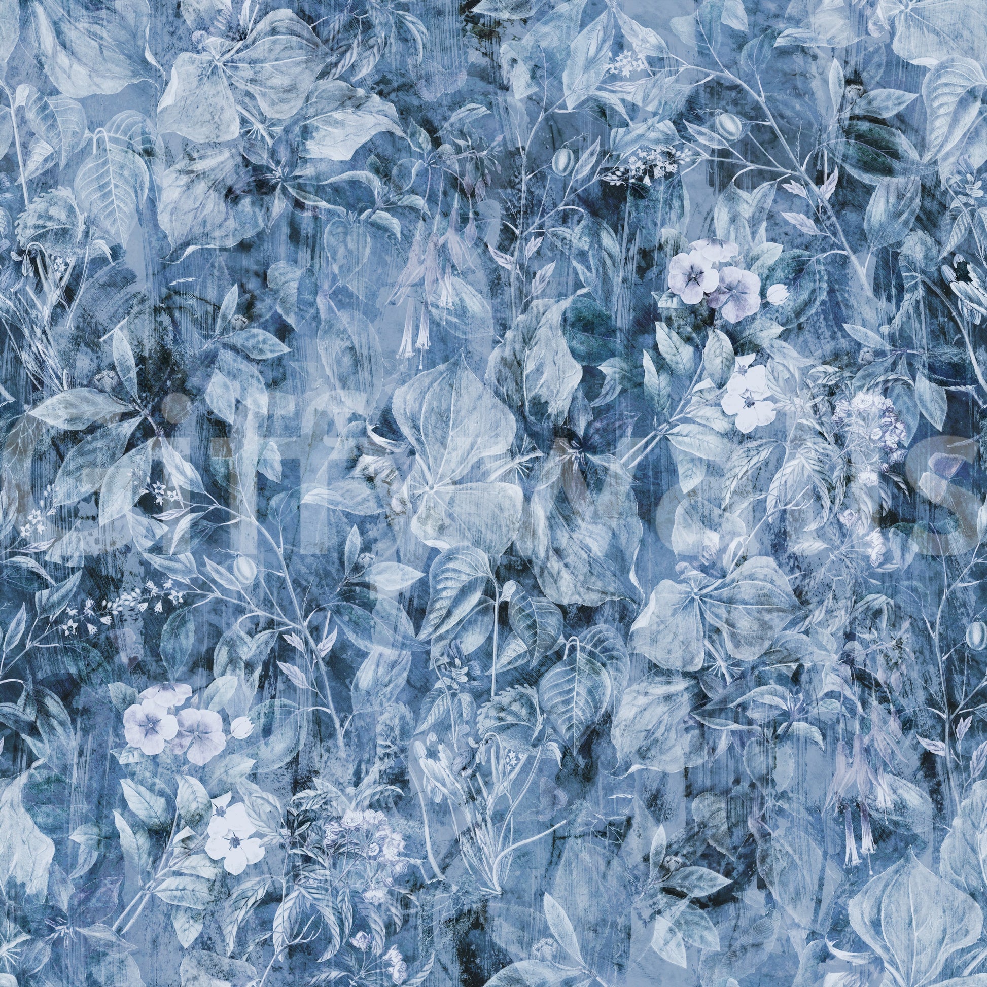 Indigo Botanical Brushstroke Wallpaper⁠