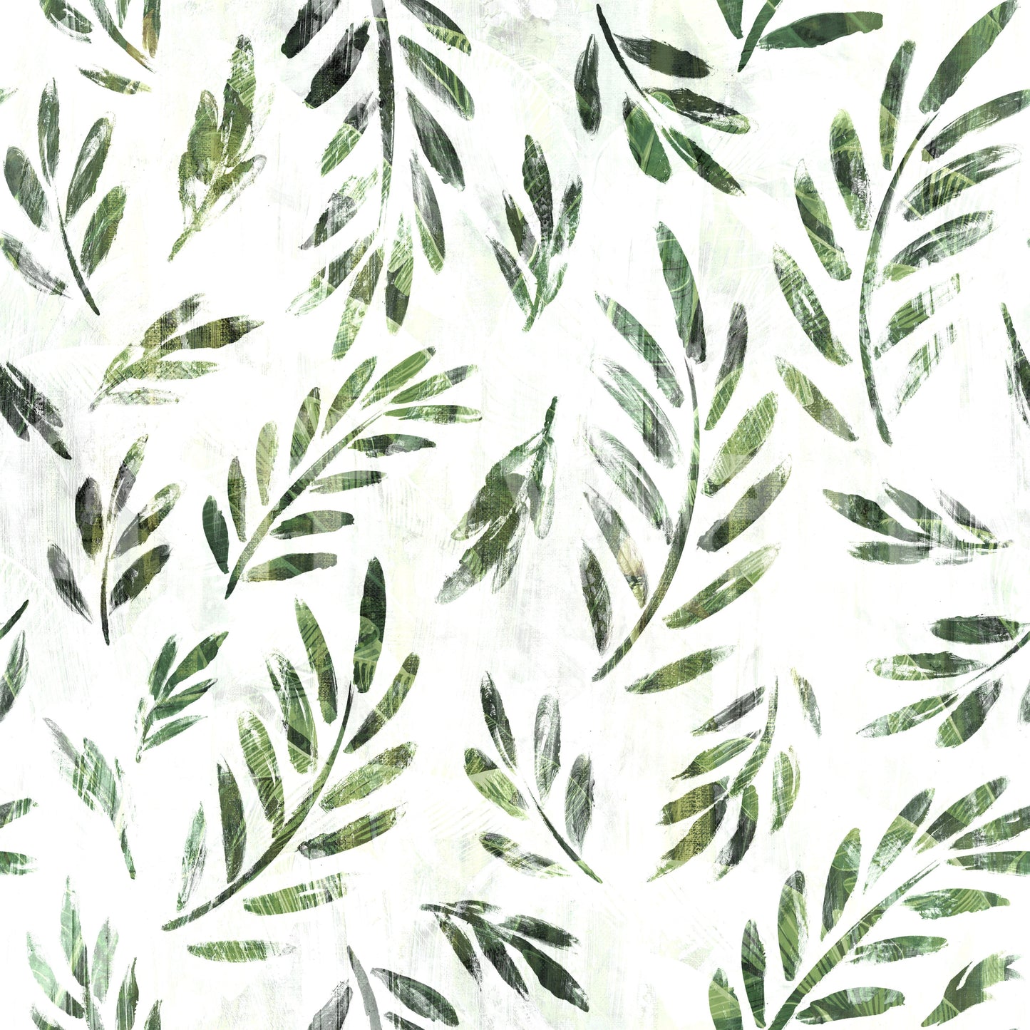 Rustic Botanical Green Leaves Wallpaper⁠