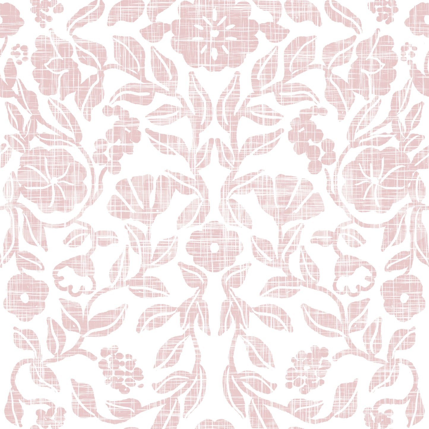 Soft Blush Botanical Textile Print Wallpaper⁠
