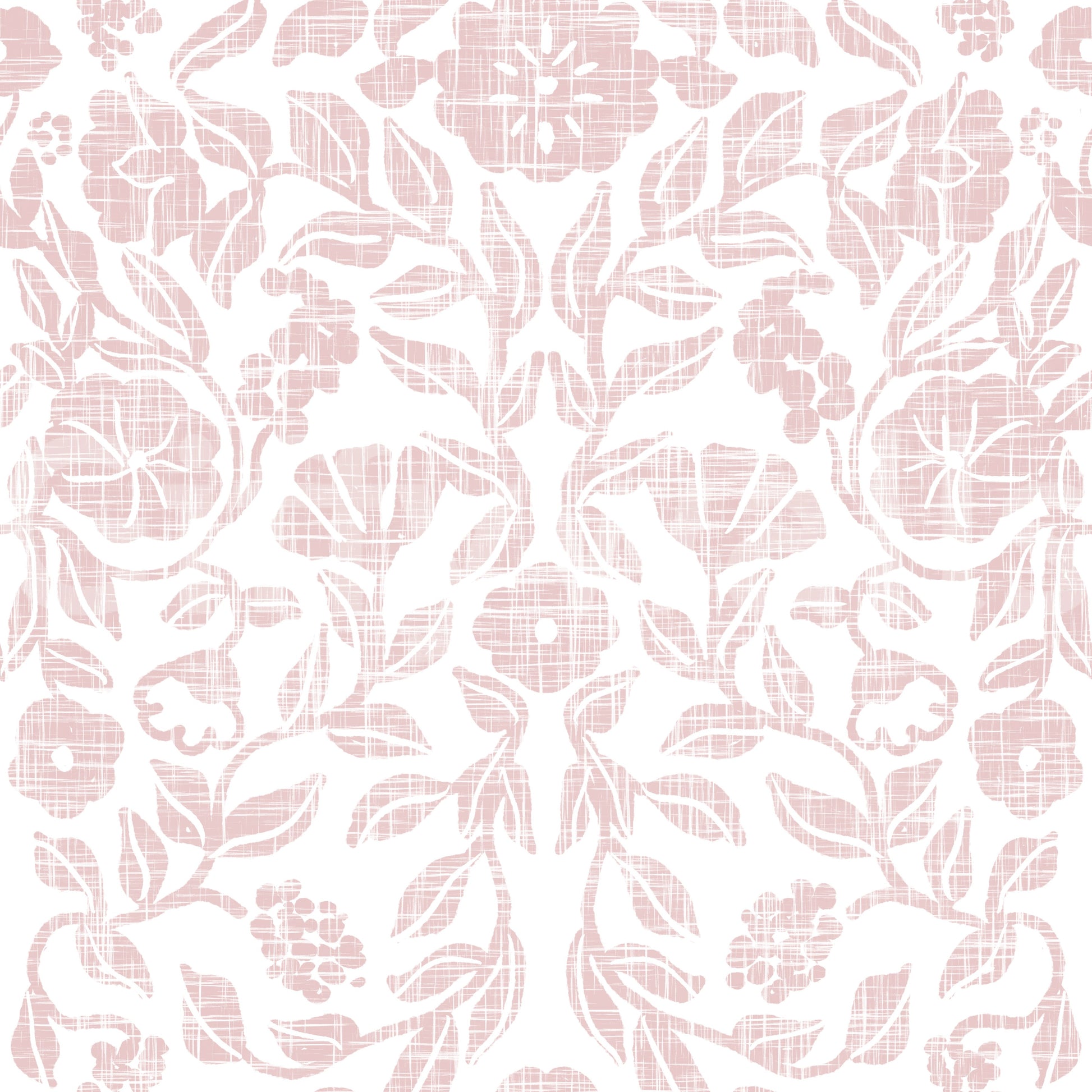 Soft Blush Botanical Textile Print Wallpaper⁠