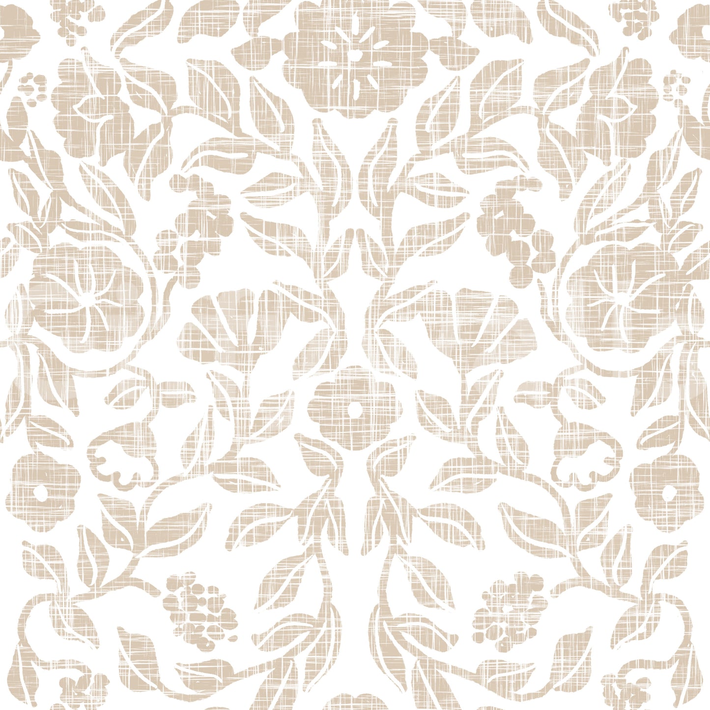 Rustic Linen Damask Motif Wallpaper⁠