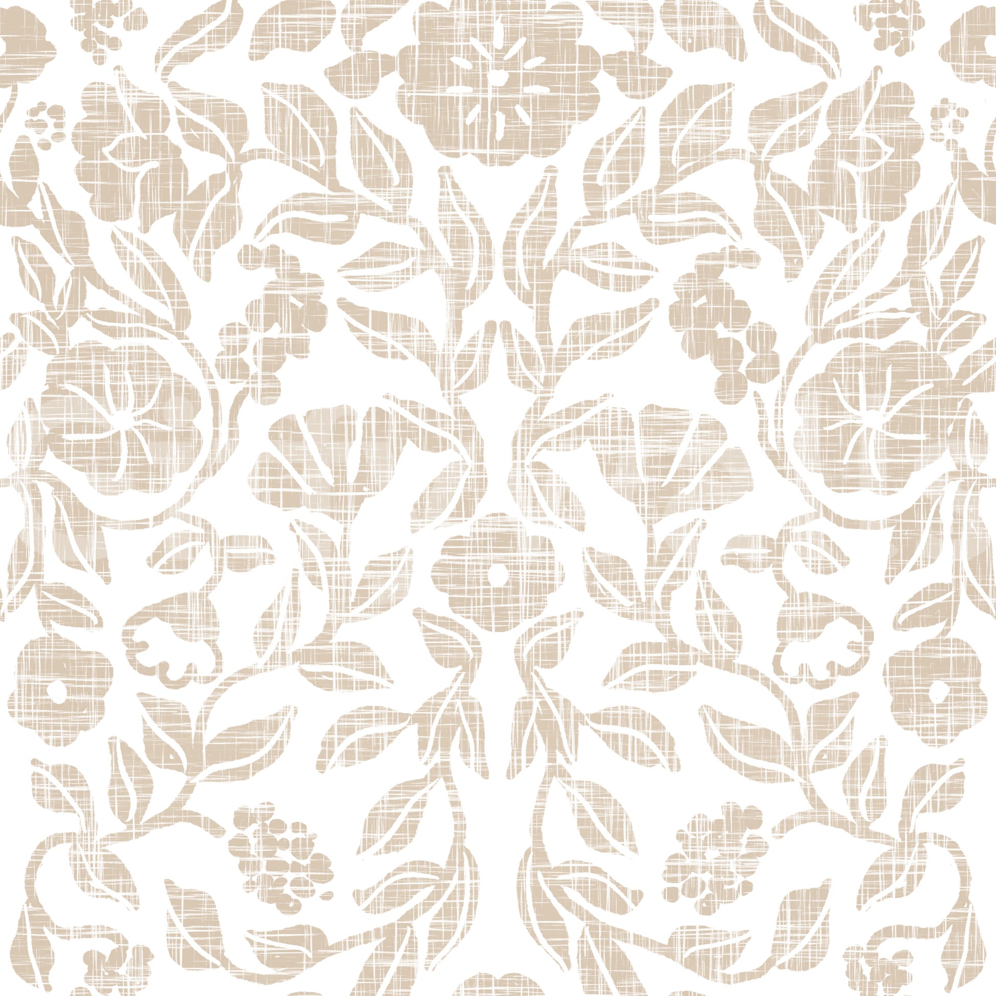 Rustic Linen Damask Motif Wallpaper⁠