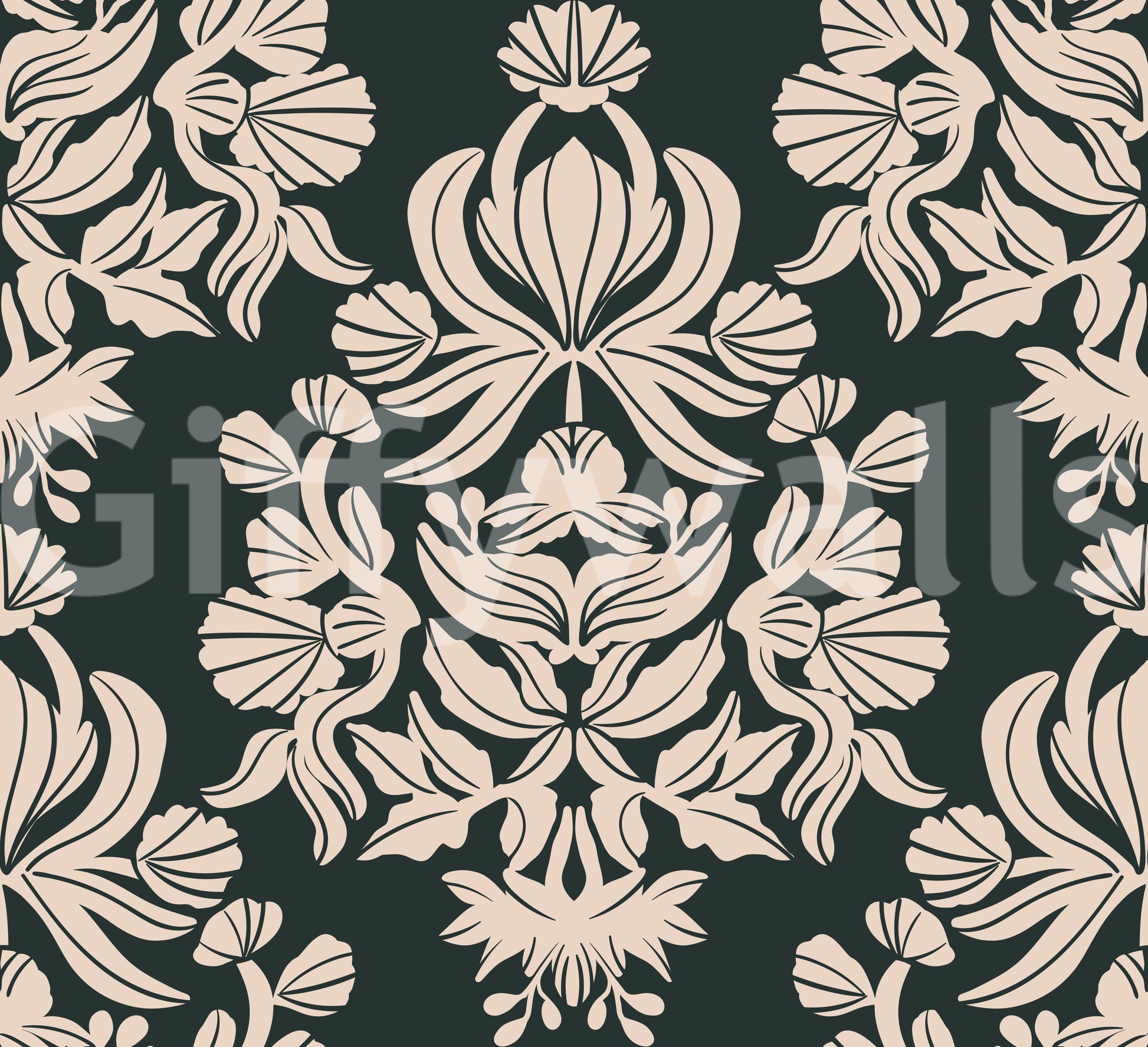 Creamy Damask Flora Wallpaper⁠