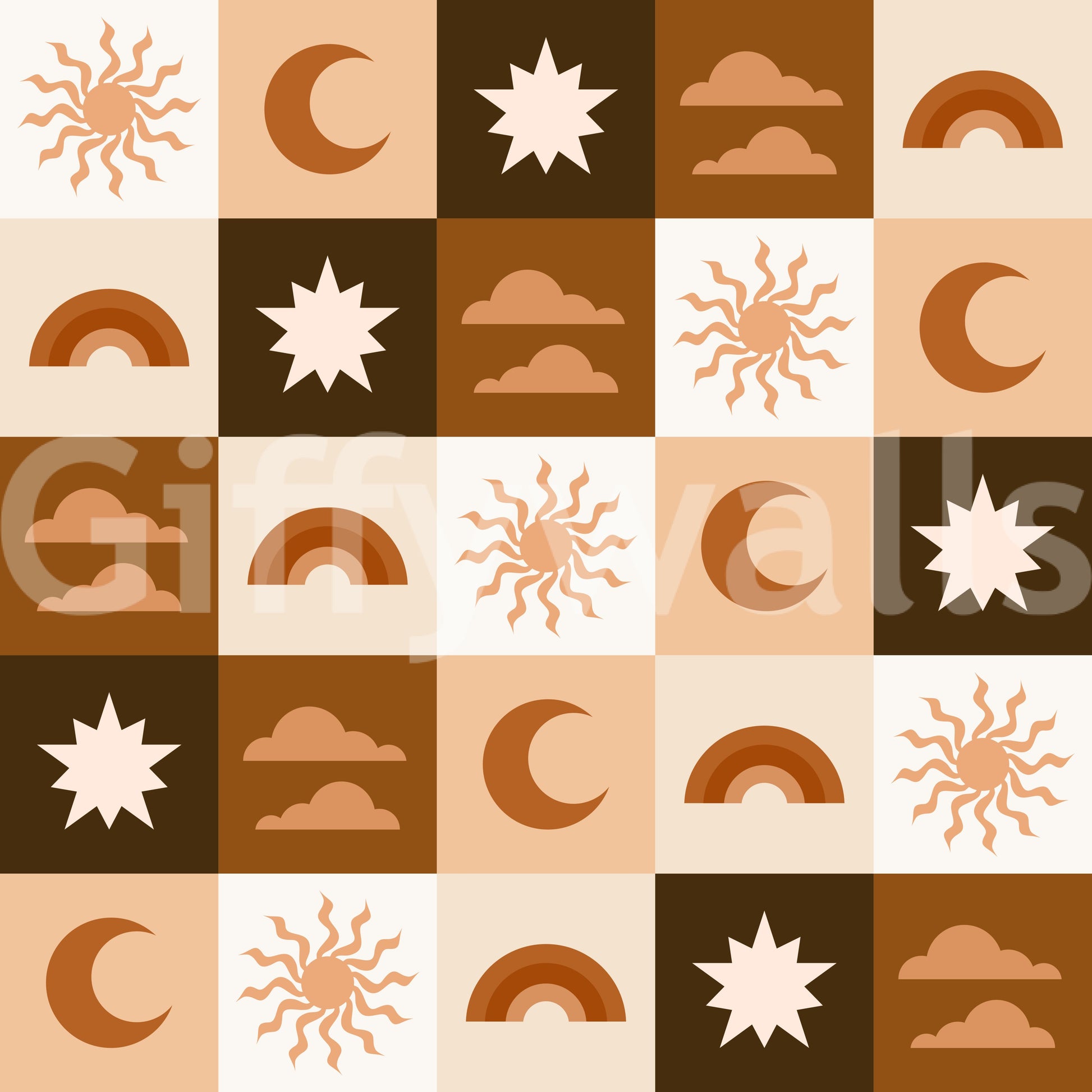 Minimalist Sun and Moon Squares Wallpaper⁠