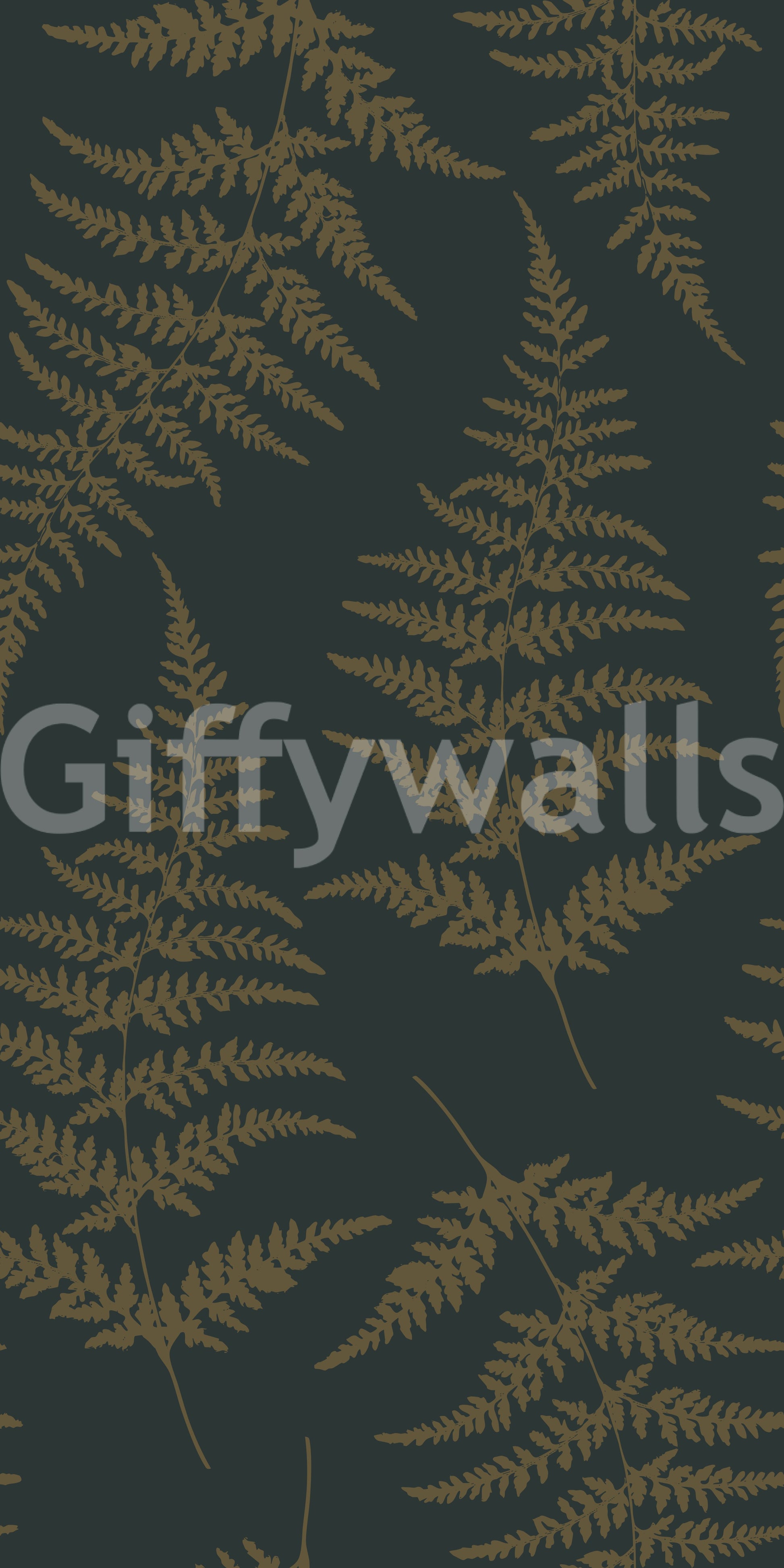 Golden Fern Botanical Pattern Wallpaper⁠