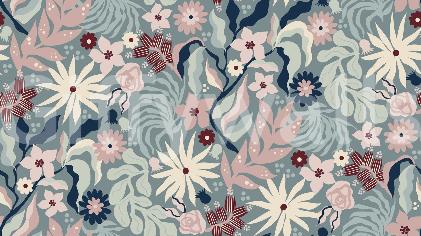 Muted Floral Garden Flora Wallpaper⁠