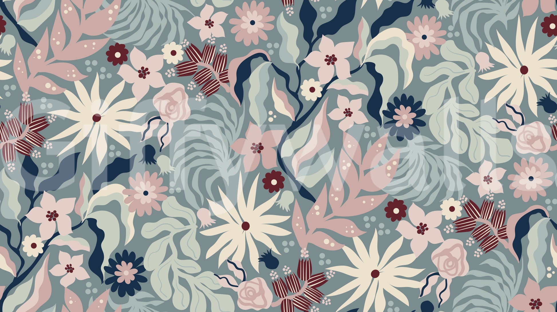 Muted Floral Garden Flora Wallpaper⁠