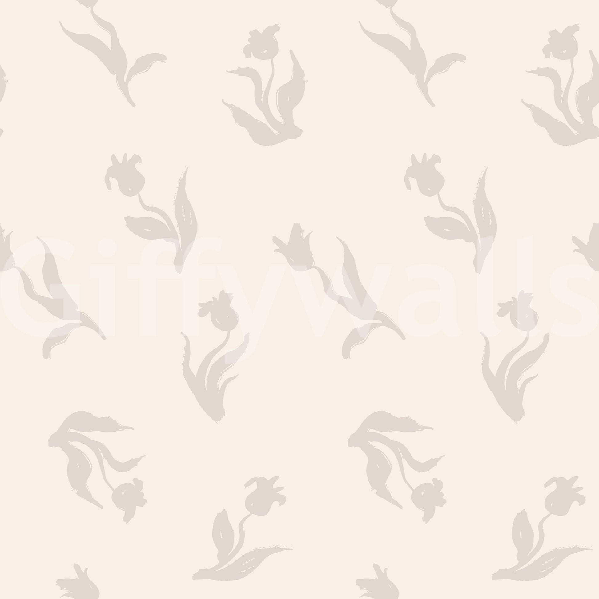 Minimalist Tulip Brushstroke Pattern Wallpaper⁠