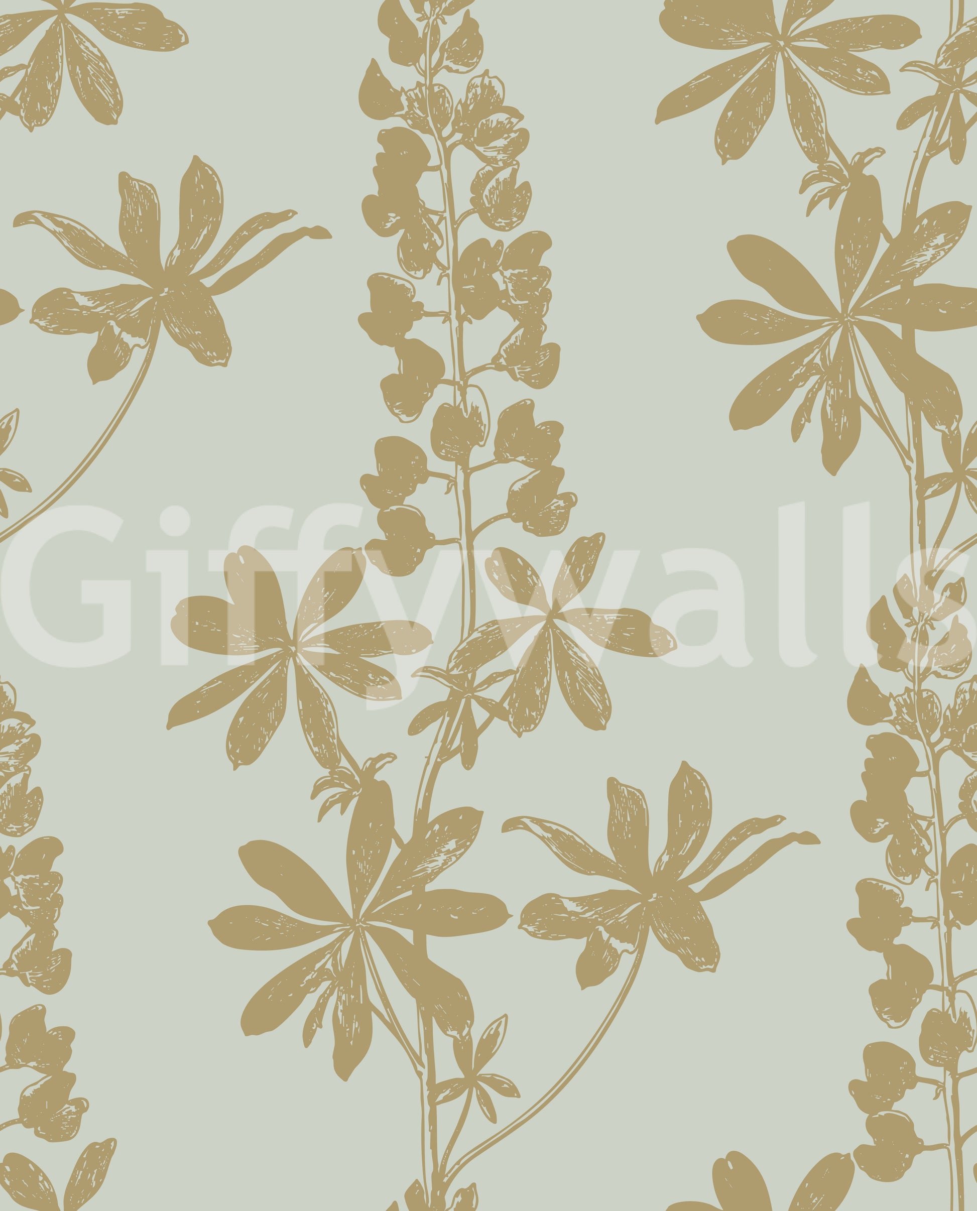 Vintage Botanical Lupine Sketch Wallpaper⁠