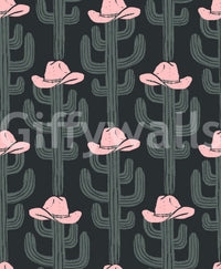 Western Cactus and Cowboy Hat Wallpaper⁠