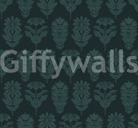 Midnight Botanical Block Print Wallpaper⁠