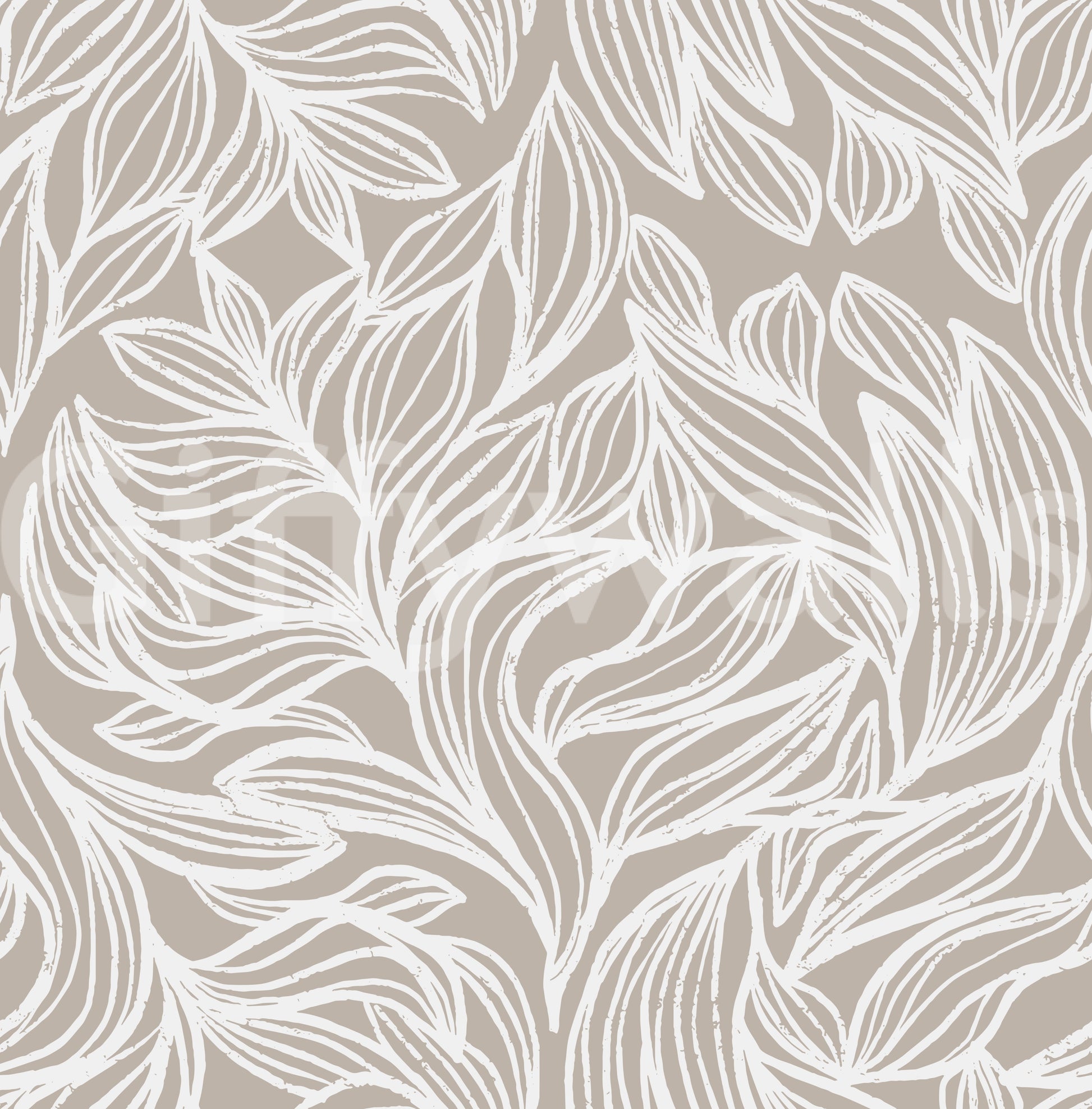 Serene Linear Foliage in Taupe Wallpaper⁠