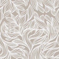 Serene Linear Foliage in Taupe Wallpaper⁠