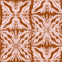 Rustic Terracotta Floral Geometric Wallpaper⁠