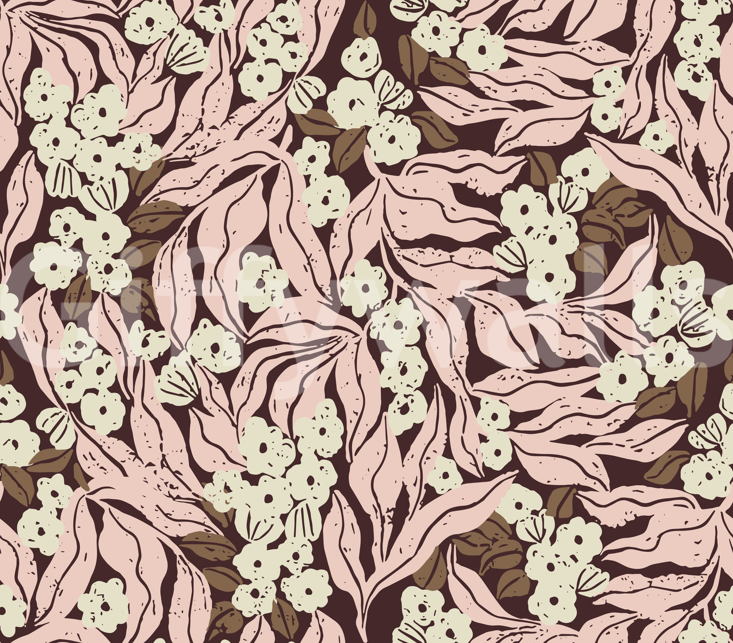 Soft Pink Garden Foliage Wallpaper⁠