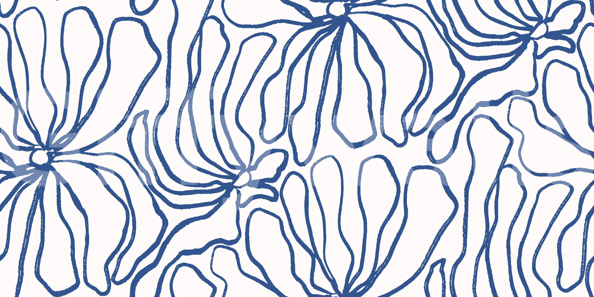 Minimalist Blue Contour Blooms Wallpaper⁠