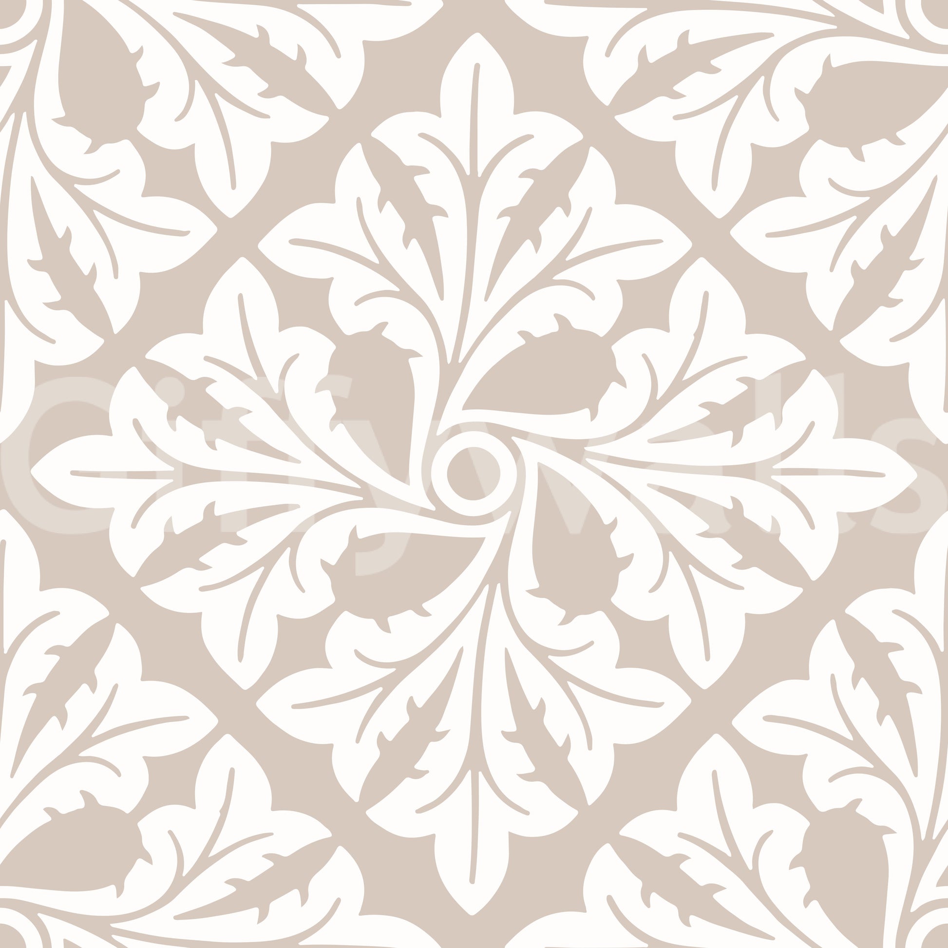 Beige Acanthus Leaf Damask Wallpaper⁠
