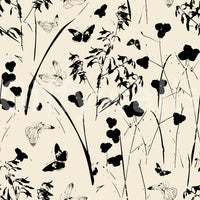 Silhouette Meadow and Butterfly Print Wallpaper⁠