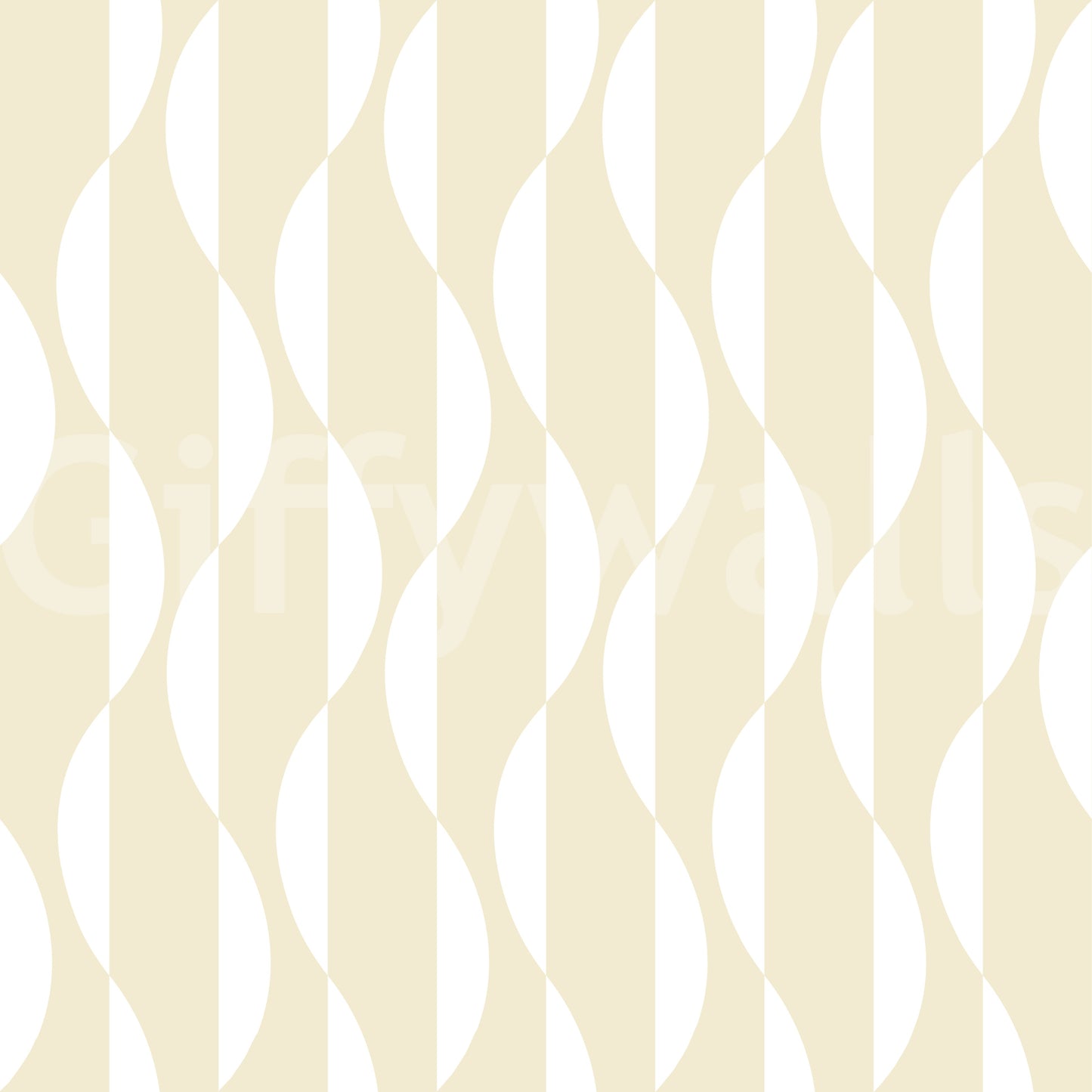 Cream and White Wavy Line Geometry Wallpaper⁠