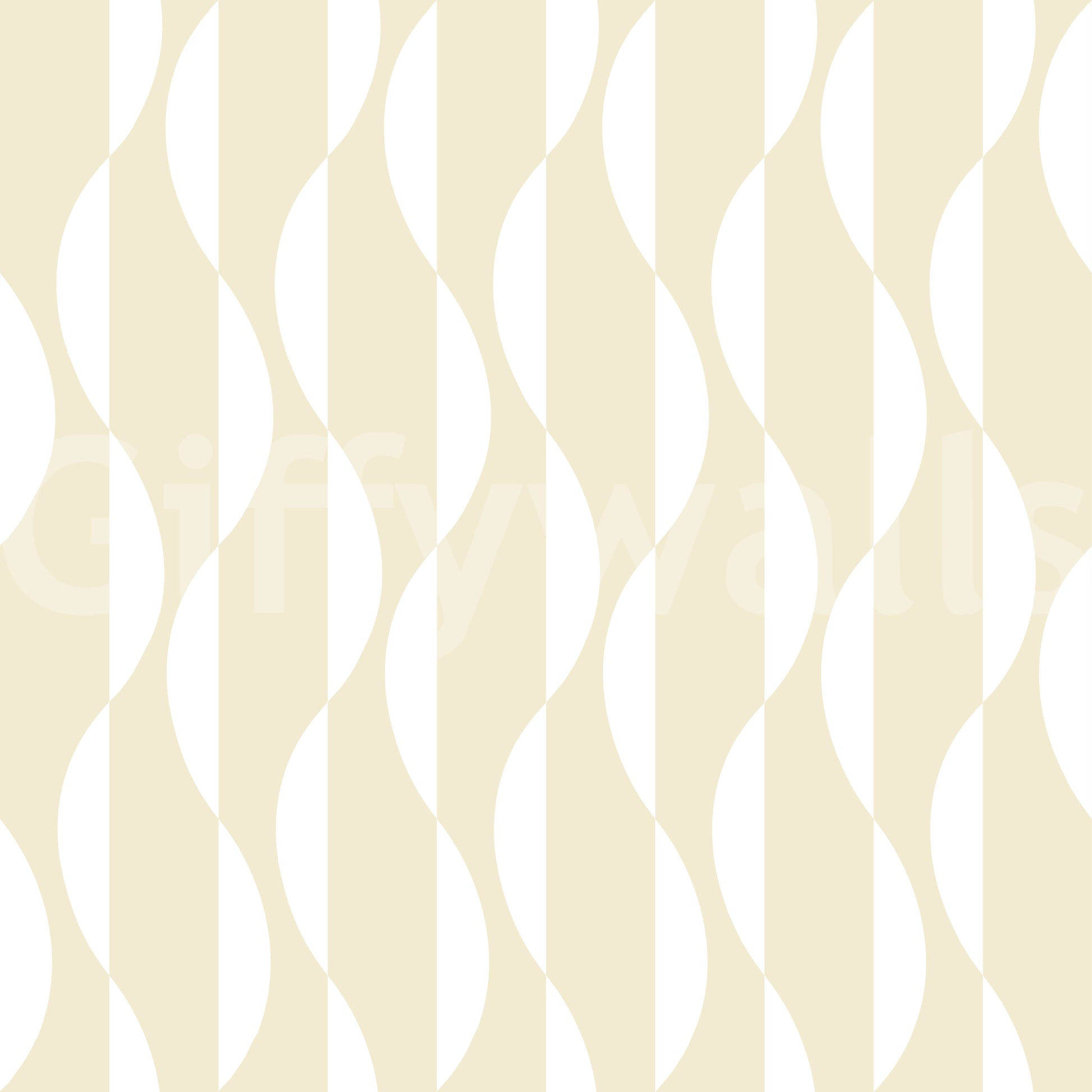 Cream and White Wavy Line Geometry Wallpaper⁠