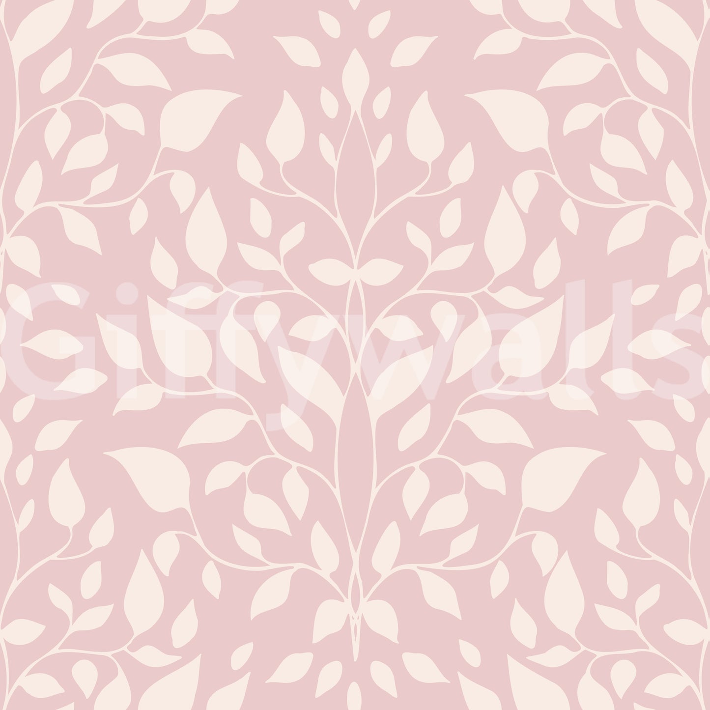 Soft Blush Botanical Damask Wallpaper⁠