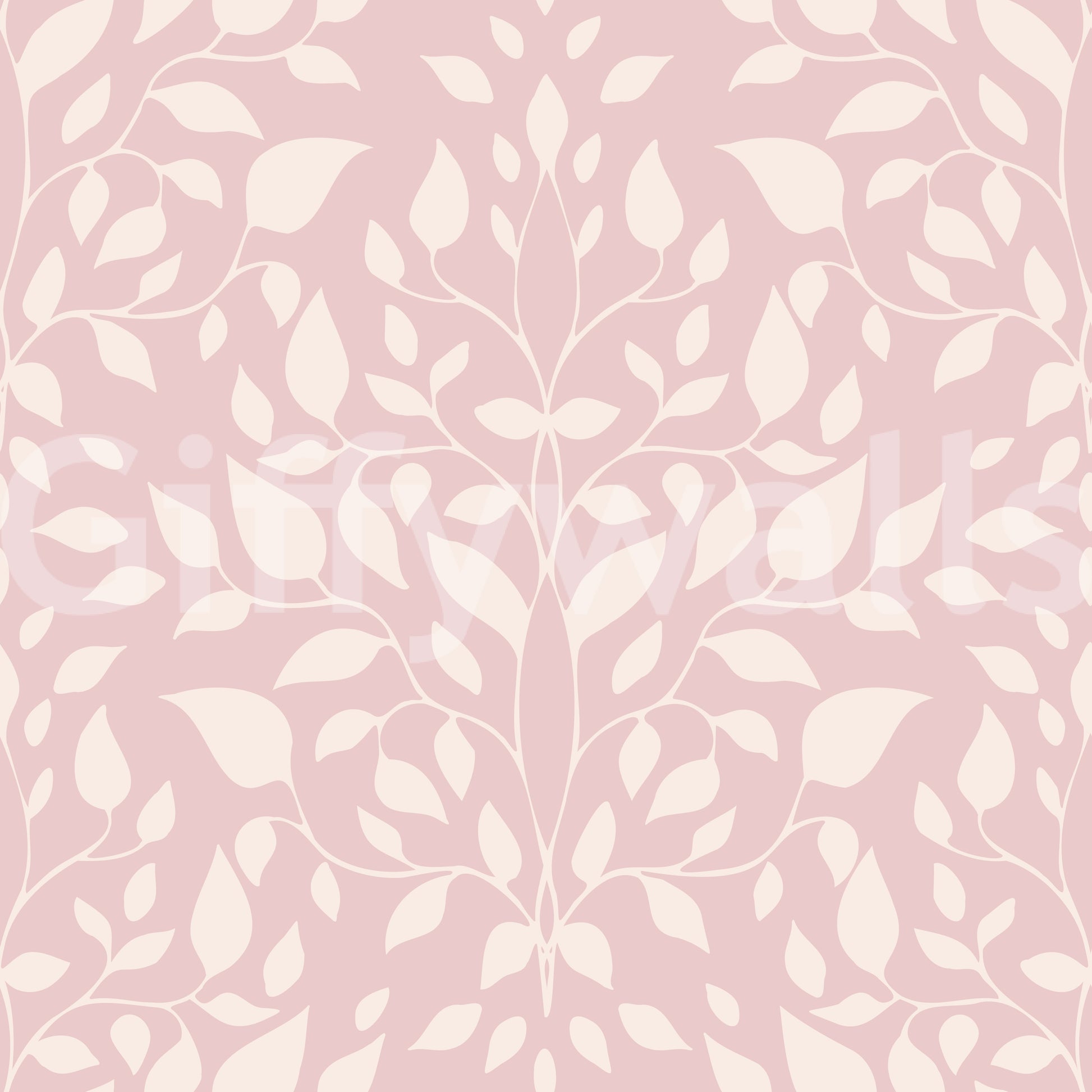Soft Blush Botanical Damask Wallpaper⁠