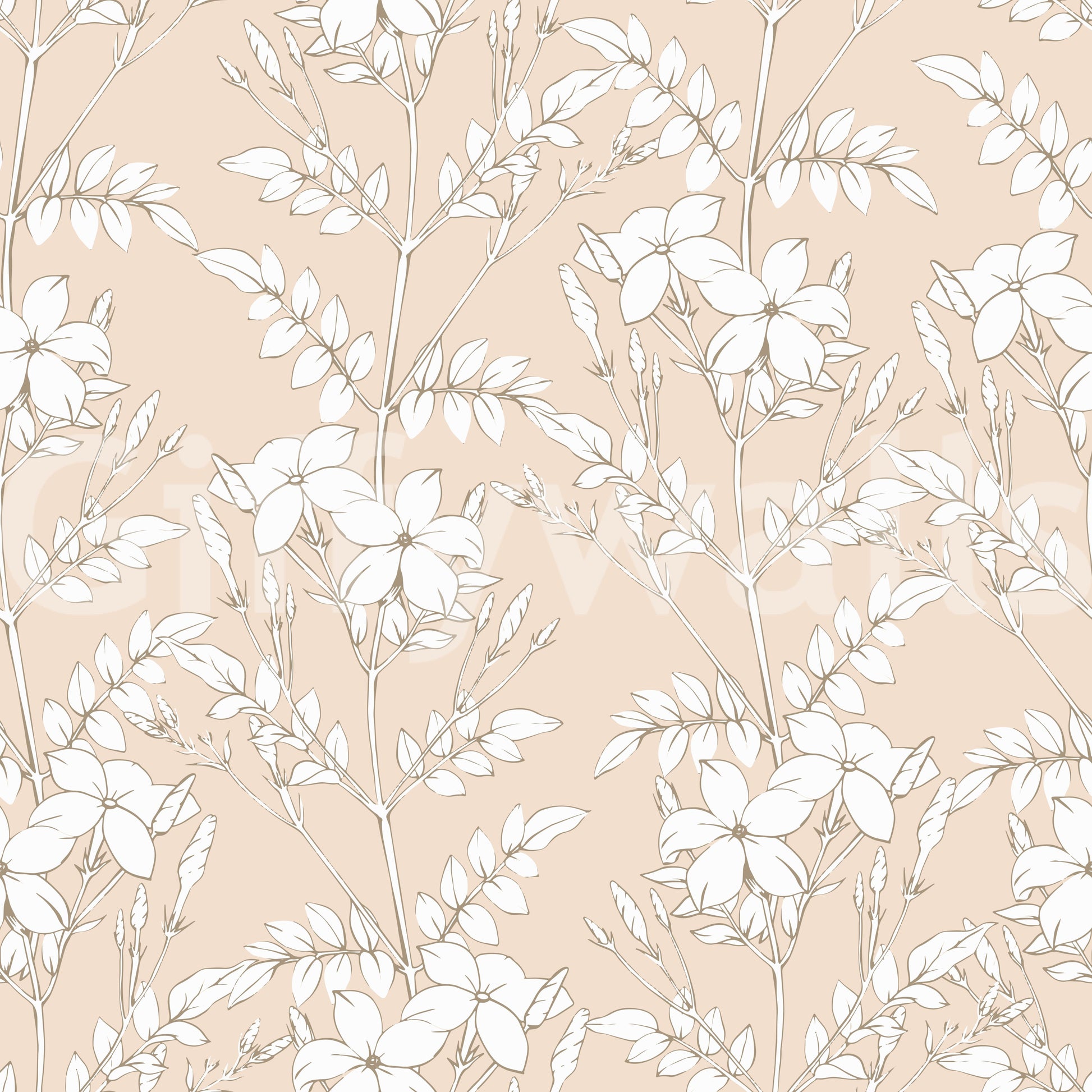 Minimalist Botanical Line Art Wallpaper⁠