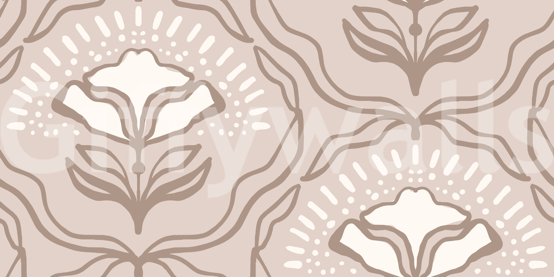 Modern Organic Botanical Repeat Wallpaper⁠