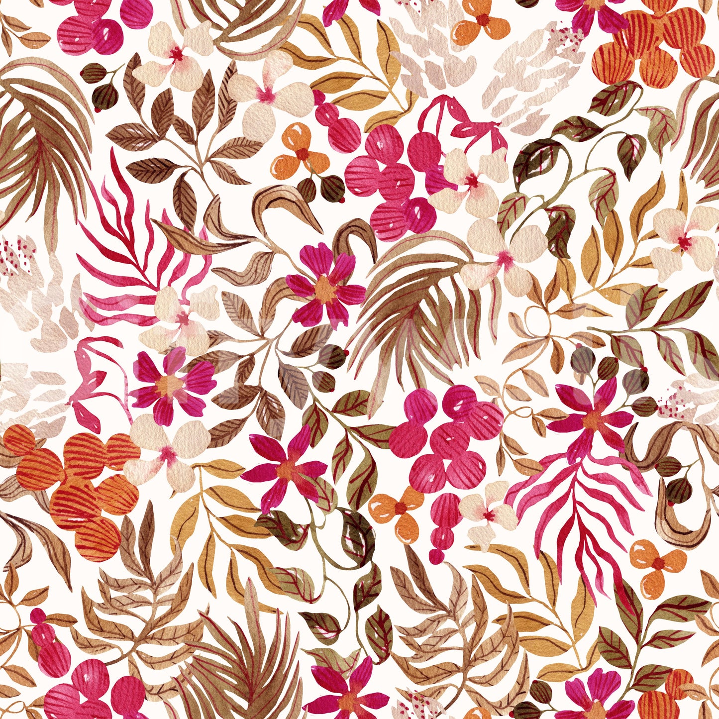 Bohemian Painted Botanical Flora Wallpaper⁠