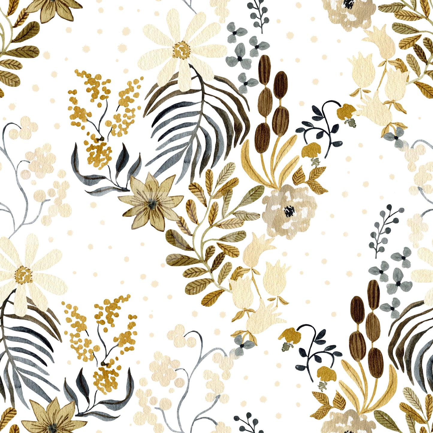 Rustic Earthy Botanical Field Wallpaper⁠