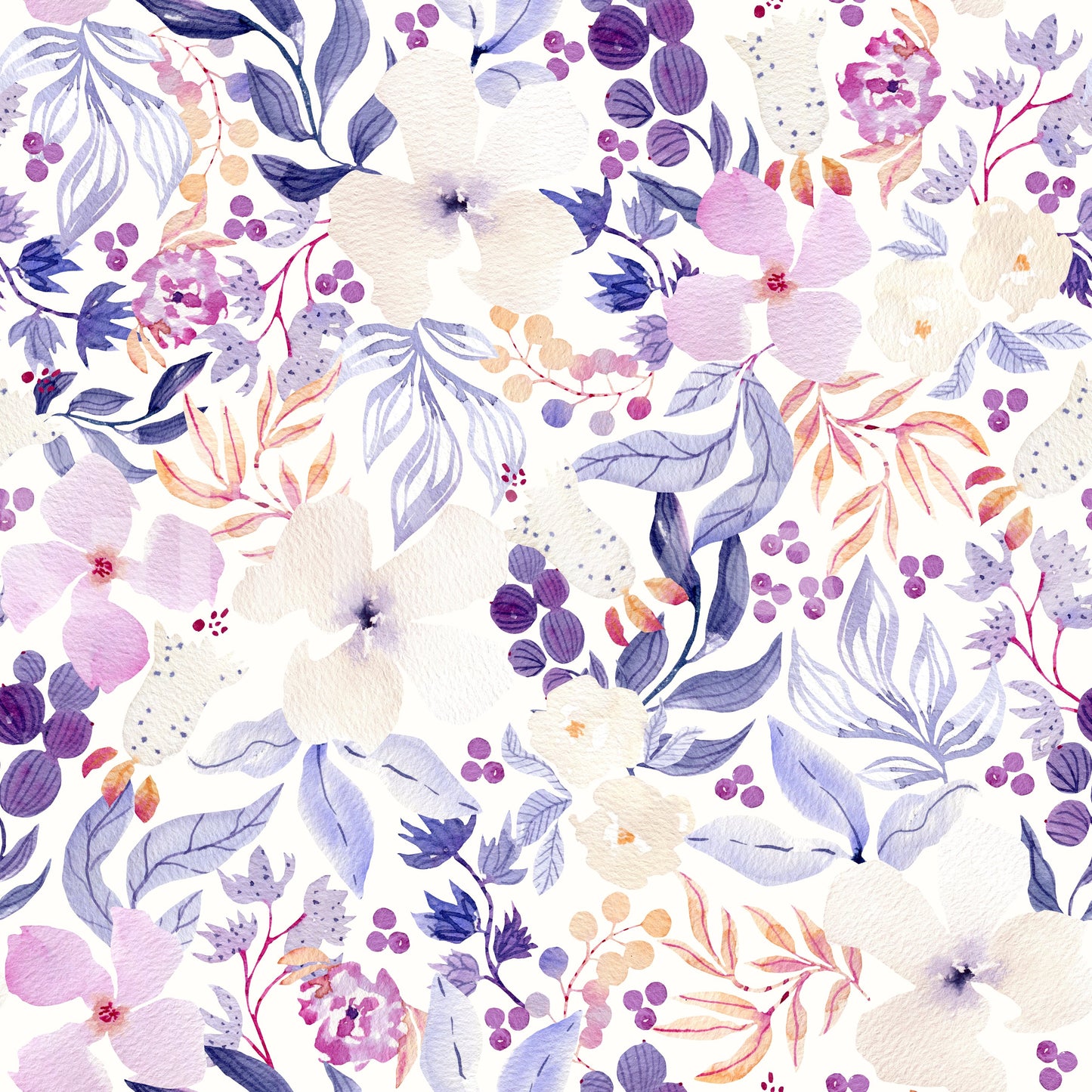Lavender Bloom Watercolor Garden Wallpaper⁠