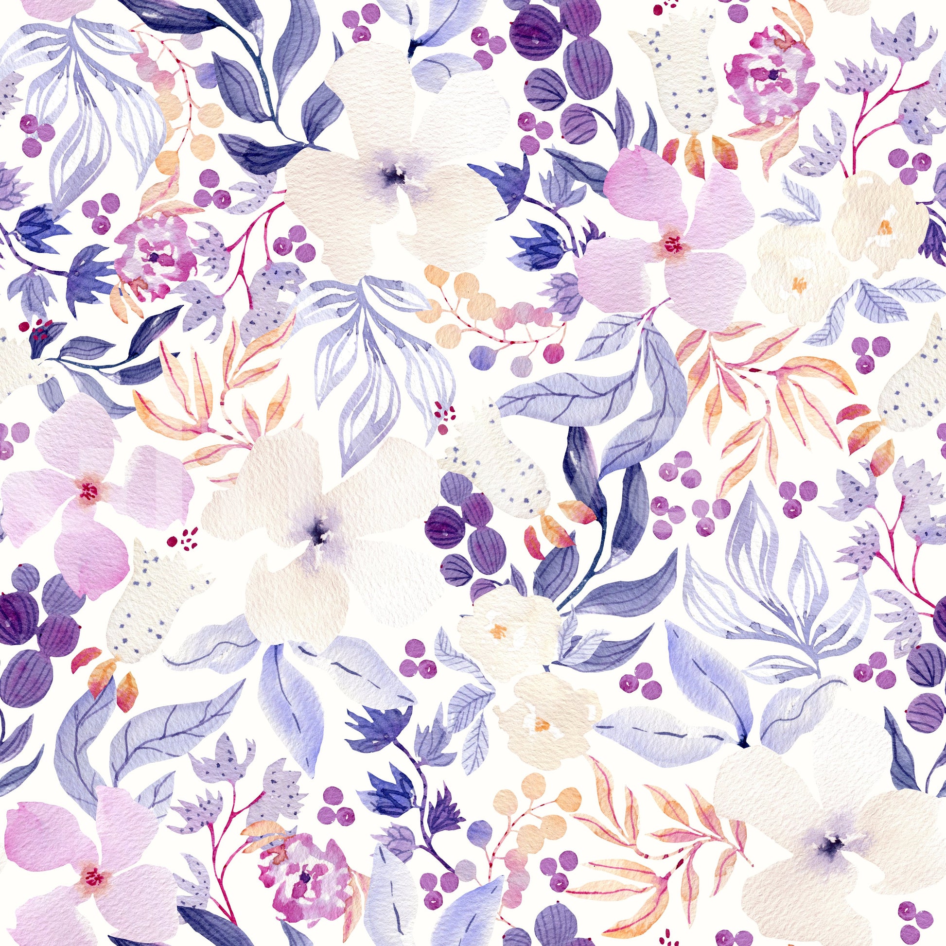 Lavender Bloom Watercolor Garden Wallpaper⁠