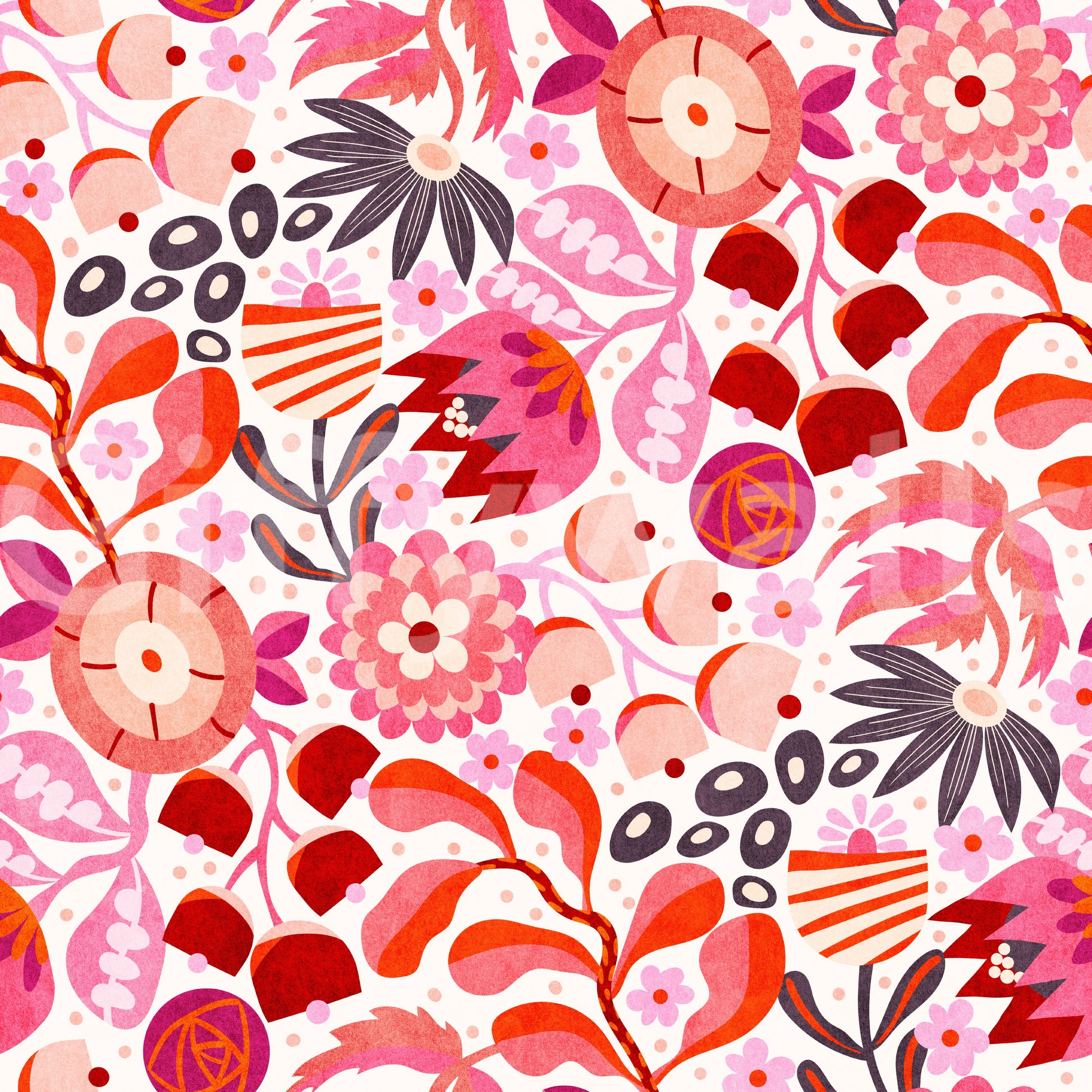 Vibrant Folk Meadow Bloom Wallpaper⁠