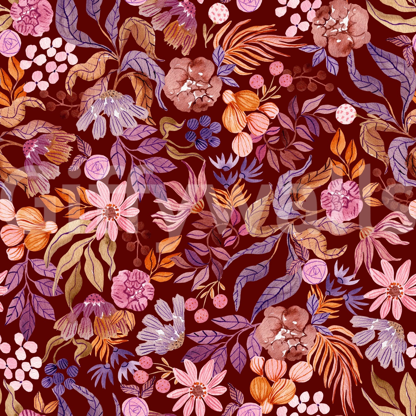 Autumn Botanical Floral Garden Wallpaper⁠