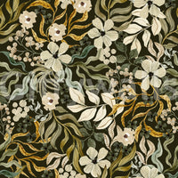 Rustic Cream and Sage Leaf Illustration Wallpaper⁠