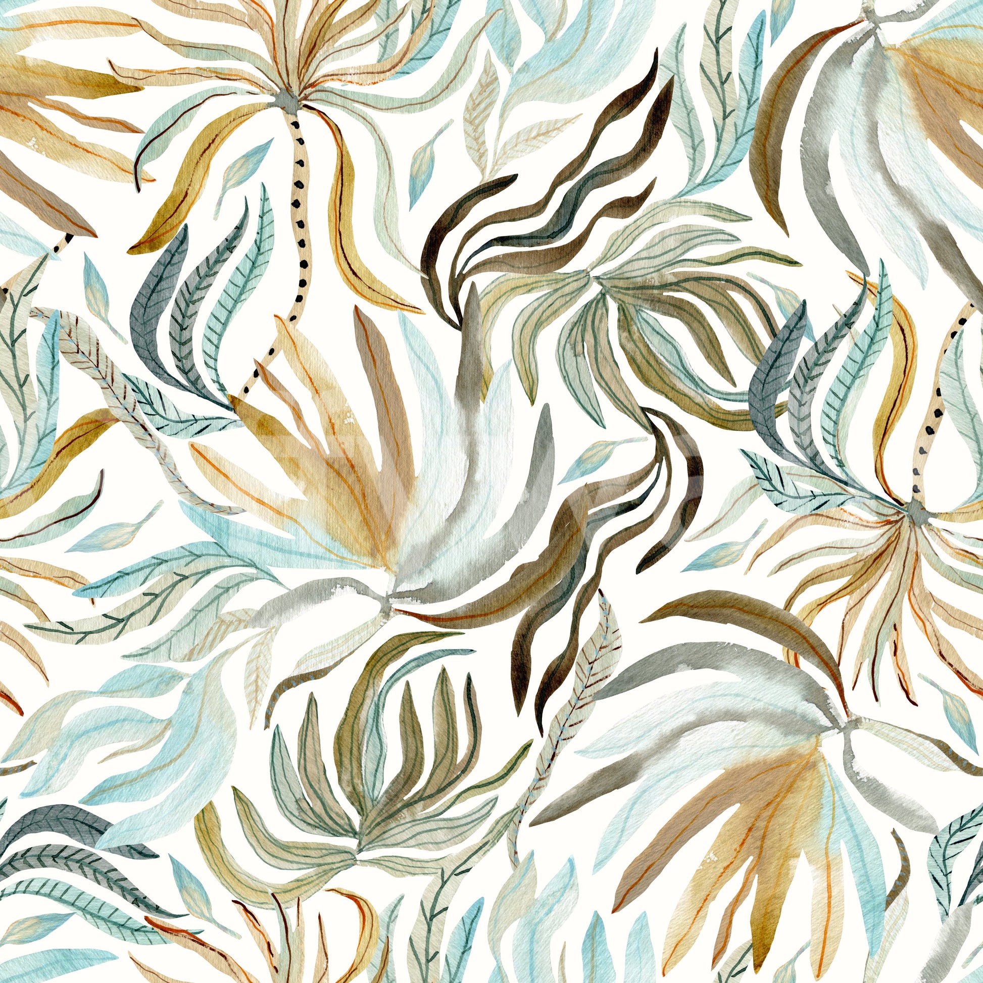 Organic Serene Leaf Motif Wallpaper⁠