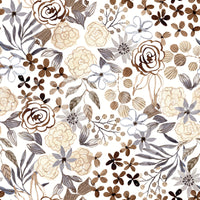 Rustic Sepia Floral Field Wallpaper⁠