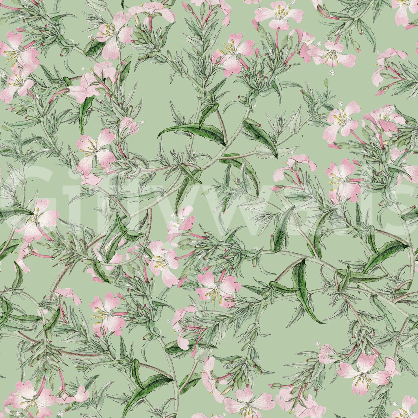 Soft Sage Floral Botanical Meadow Wallpaper⁠